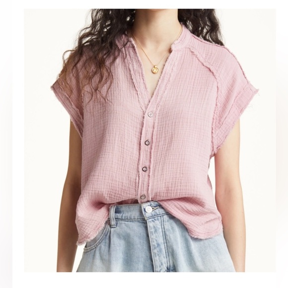 Free People Tops - $88 Free People Women's Pink Short-Sleeve Dream Days Blouse Top Size S